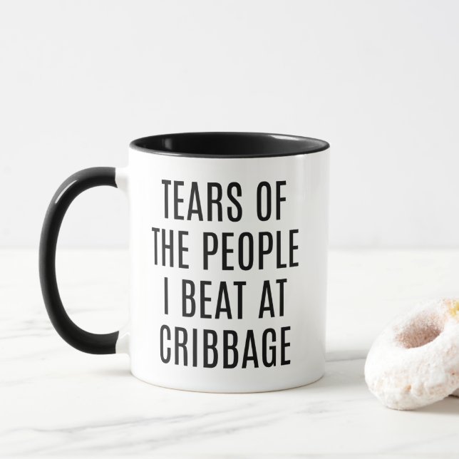 Caneca Tears of the People I Beat At Cribbage Funny (Com Donut)