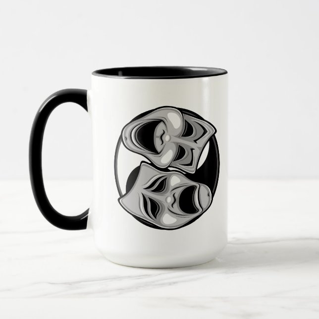 Caneca Teatro de Comédia e Tragédia Máscara Yin Yang Desi (Esquerda)