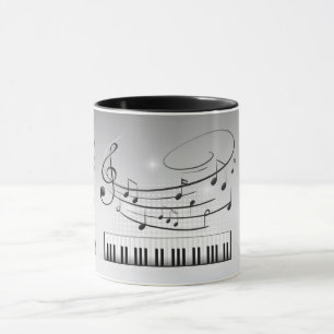 Caneca Teclado e notas da música