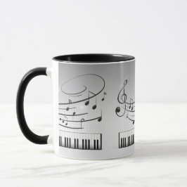 Caneca Teclado e notas da música