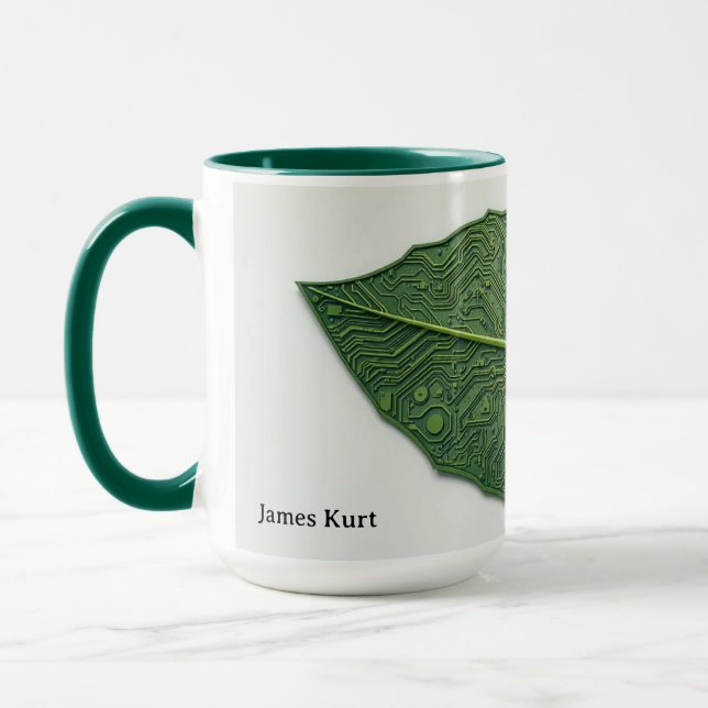 Caneca Tecnologia Verde Moderna Folha Personalizada (Esquerda)