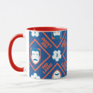Caneca Ted Lasso | Padrão de Diamante da Face e da Bola