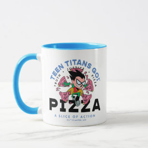 Caneca Teen Titans Go! Robin "Truth Justice Pizza"