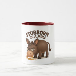 Caneca Teimoso como um burro engraçado desenho animado