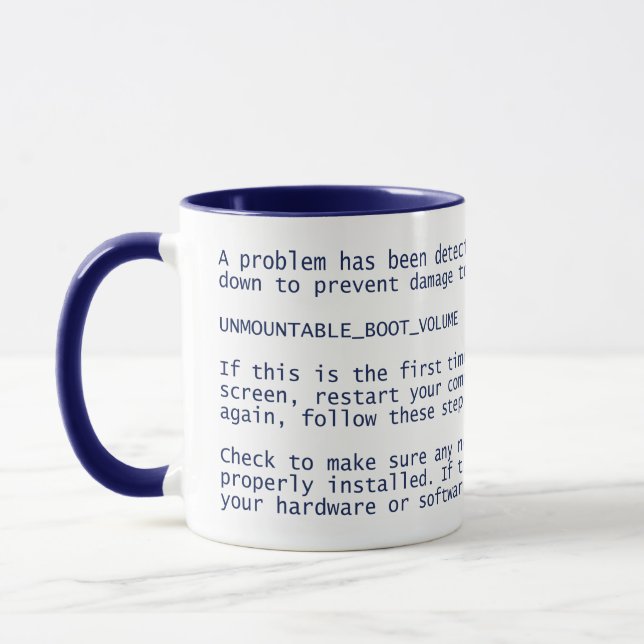 Caneca Tela azul do Windows da morte - BSOD - Blue Mug (Esquerda)