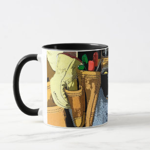 Caneca Tema De Construção E Ferramentas De Edifícios