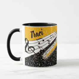 Caneca Tema de música Dourada personalizada
