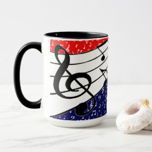 Caneca tema musical vermelho branco e azul