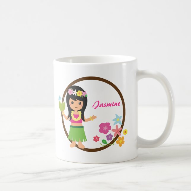 Caneca temático havaiana bonito de Luau da menina (Direita)