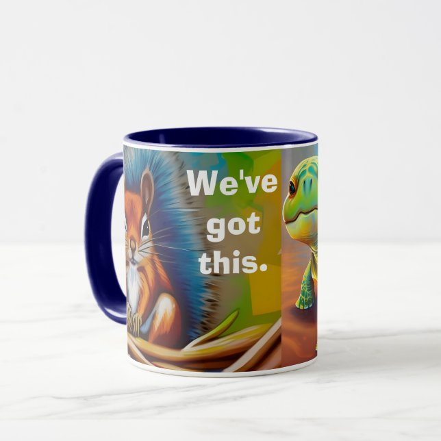 Caneca Temos esse esquilo, tartaruga, aranha 2 tons Mug (Frente Esquerda)