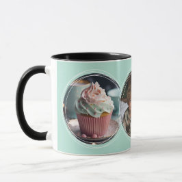 Caneca Template 3 Fotos Circulares Colagem Aqua C112