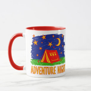 Caneca Tenda de Acampamento Noturno de Aventura Desenho I