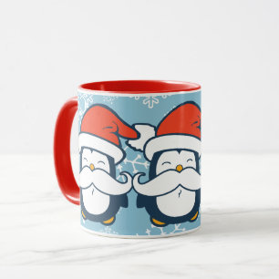 Caneca Tendência do bigode do pinguim do Natal
