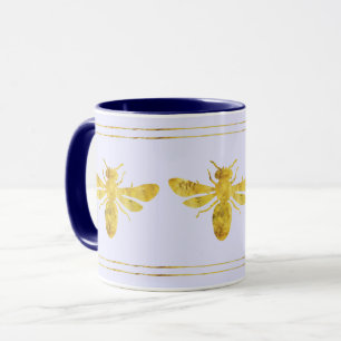 Caneca Tendência Foil Bee Dourado em Púrpura Pálida