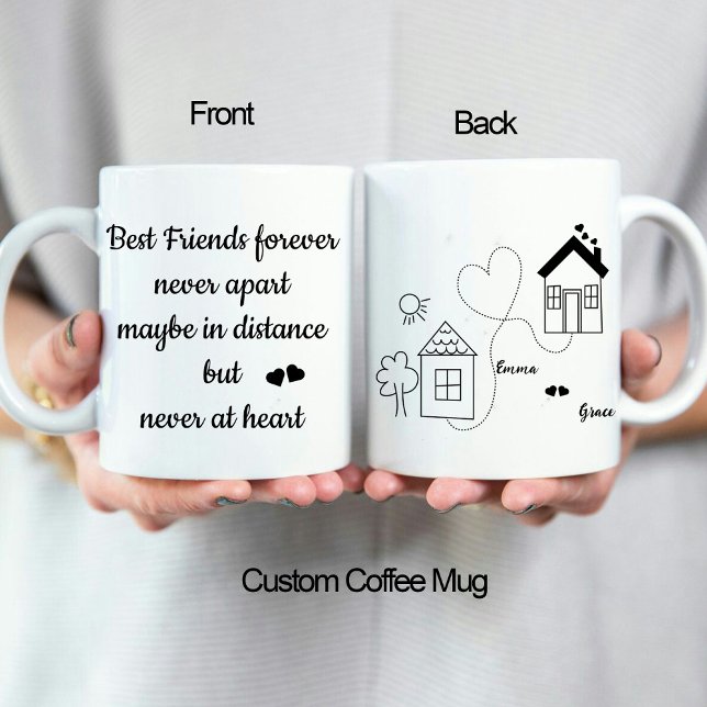 Caneca Tendência Longa Distância Melhores Amigos para Sem (Trendy Long Distance Best Friends Forever Love Mug)