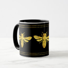 Caneca Tendy Foil Bee Dourado em Preto