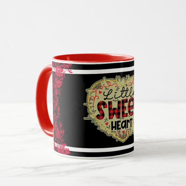 Caneca Tendy Little Heart Glitter Dia de os namorados Mug (Frente Esquerda)