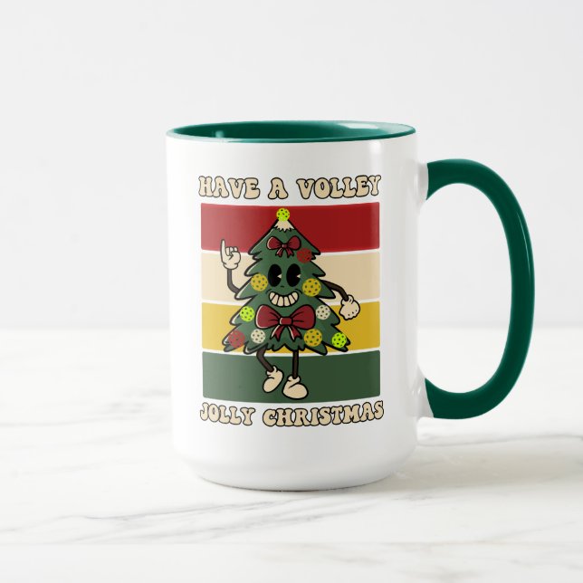 Caneca Tenha um Natal de Volley Jolly. Engraçado Pickleba (Direita)