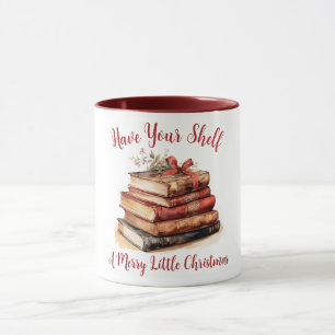 Caneca Tenha uma prateleira com um Natalzinho alegre