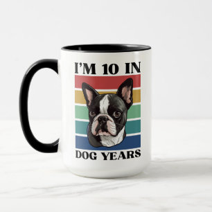 Caneca Tenho 10 anos em cães, 70 Aniversário Boston Terri