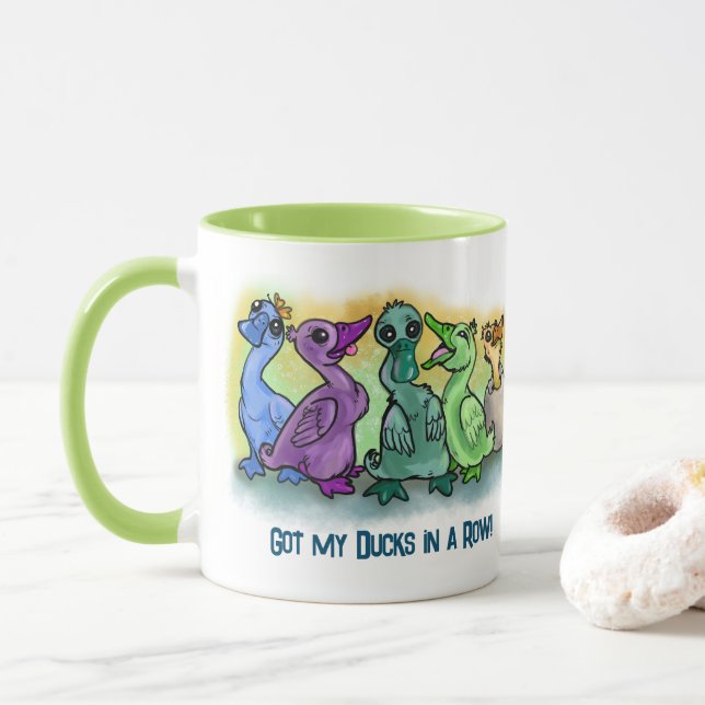 Caneca Tenho meus patos em uma fila! ~mug (Com Donut)