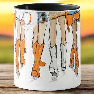 Caneca Tennessee Damas Cowboy Boots Orange Fashion Name