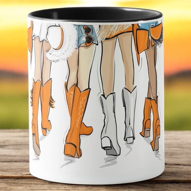 Caneca Tennessee Damas Cowboy Boots Orange Fashion Name (Criador carregado)