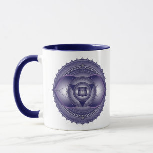 Caneca Terceiro Olho Chakra Indigo Blue Mandala Dois Tons