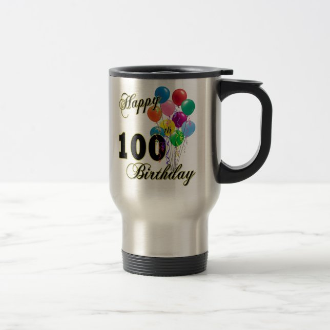 Caneca Térmica 100th presentes de aniversário e roupa felizes do (Direita)