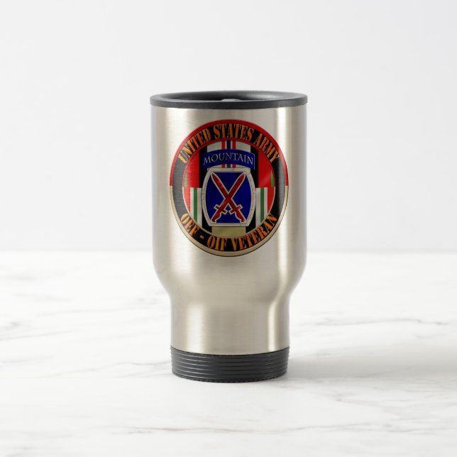 Caneca Térmica 10o Veterano da divisão OEF OIF da montanha (Centro)