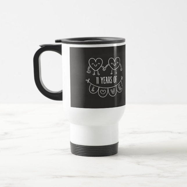 Caneca Térmica 11 Anniversário Gift Chalk Hearts (Esquerda)