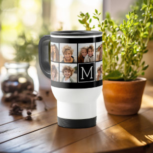 Caneca Térmica 11 Colagem de Fotos - Grade Mínima com Texto