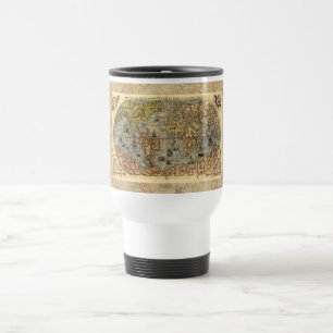 Caneca Térmica 1565 Mapa Antigo do Mundo de Forlani Cartografia V