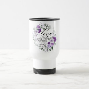Caneca Térmica 1 Corinthians 13:4 O amor é Violeta Paciente Flora