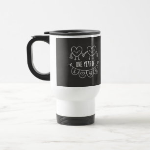 Caneca Térmica 1rua Aniversário Gift Chalk Hearts Viagem ao traba