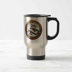 Caneca Térmica [200] Dragão Oriental Dourado e negro