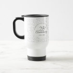 Caneca Térmica 25 Casamento Aniversário Chic Silver Stardust<br><div class="desc">Projetado para coordenar com nossa coleção de 25 Anniversário de Prata. Apresentando pó prateado delicado. Personalize com suas informações especiais de vinte e cinco anos de aniversário de prata em carta de prata. Projetado por Thisnotme©</div>