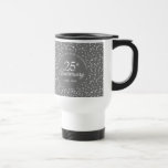 Caneca Térmica 25 Casamento Aniversário Silver Hearts Confetti<br><div class="desc">Projetado para coordenar com a nossa coleção de 25 do Anniversário do Silver Hearts. Com delicados corações prateados. Personalize com sua informação especial de vinte e cinco anos de aniversário de prata em letra chic prata. Projetado por Thisnotme©</div>