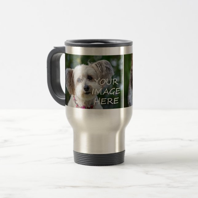 Caneca Térmica 2 Fotos Fazem Sua Própria Foto De Cão De Gato De P (Frente Esquerda)