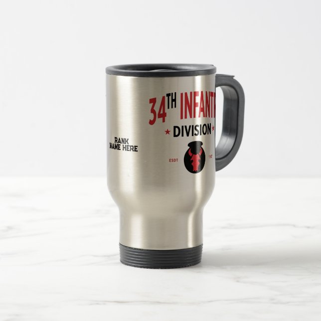 Caneca Térmica 34ª Divisão de Infantaria Personalizável (Frente Esquerda)