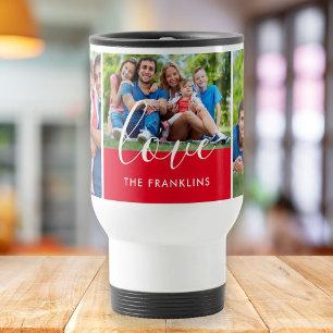 Caneca Térmica 3 Nome da Família Personalizada de Colagem de Foto