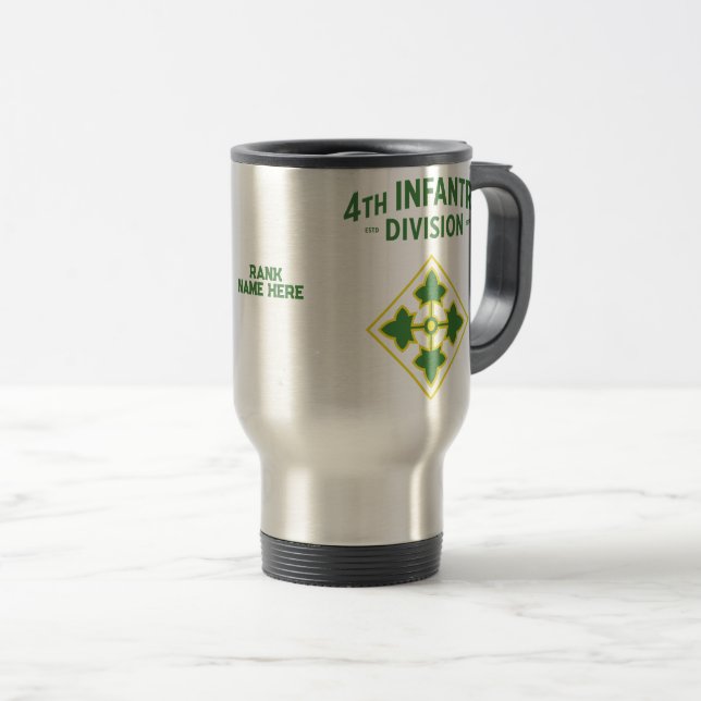Caneca Térmica 4ª Divisão de Infantaria Personalizável (Frente Esquerda)