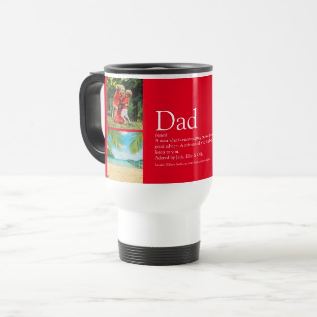 Caneca Térmica 4 Photo Collage Red Dad Daddy Father Definition (Frente Esquerda)