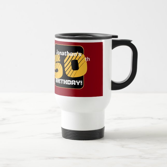 Caneca Térmica 50º aniversário com nome personalizado Número dist (Direita)