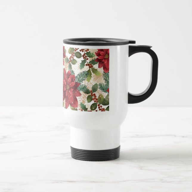 Caneca Térmica 50 Retro Poinsettia Red Green Creme (Direita)
