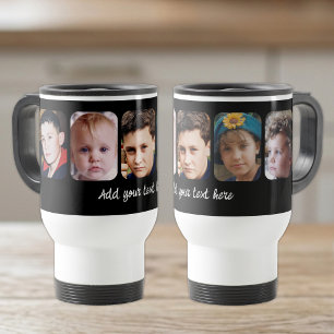 Caneca Térmica 5 colagem de fotos adicionar texto preto
