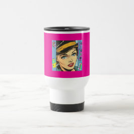 Caneca Térmica 90s Retro Pop Art Portrait with Vintage Nostalgia 