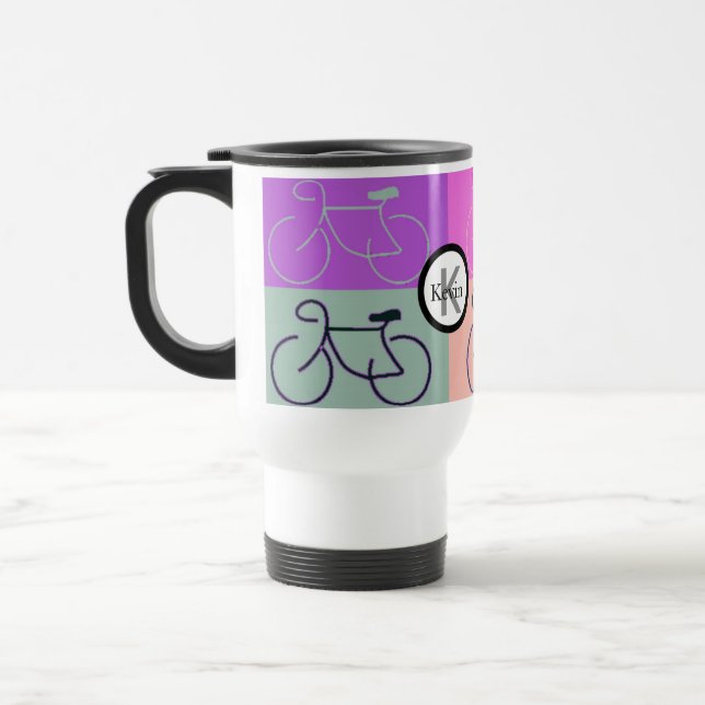 Caneca Térmica A bicicleta do monograma esquadra o roxo, o (Esquerda)