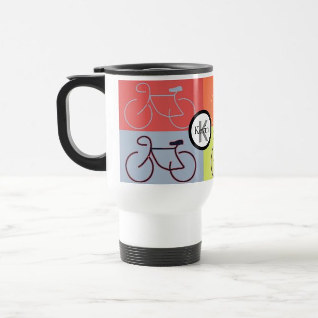 Caneca Térmica A bicicleta do monograma esquadra vermelho, (Esquerda)