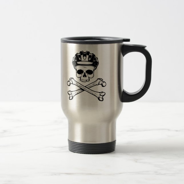Caneca Térmica A bicicleta ou morre - bicicleta e Crossbones (Direita)